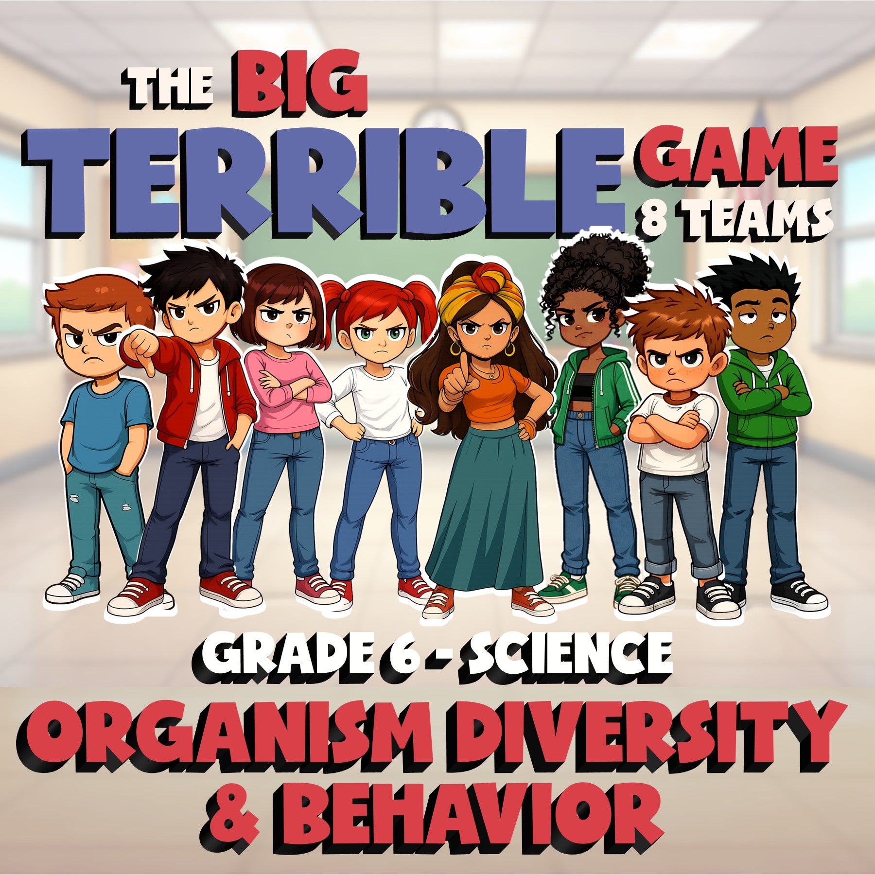 Organism Diversity & Behavior BIG TERRIBLE GAME - No Prep Grade 6 Science Review