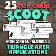Triangle Area Applications SCOOT TASK CARDS Math Game - No Prep Algebra 2 Review