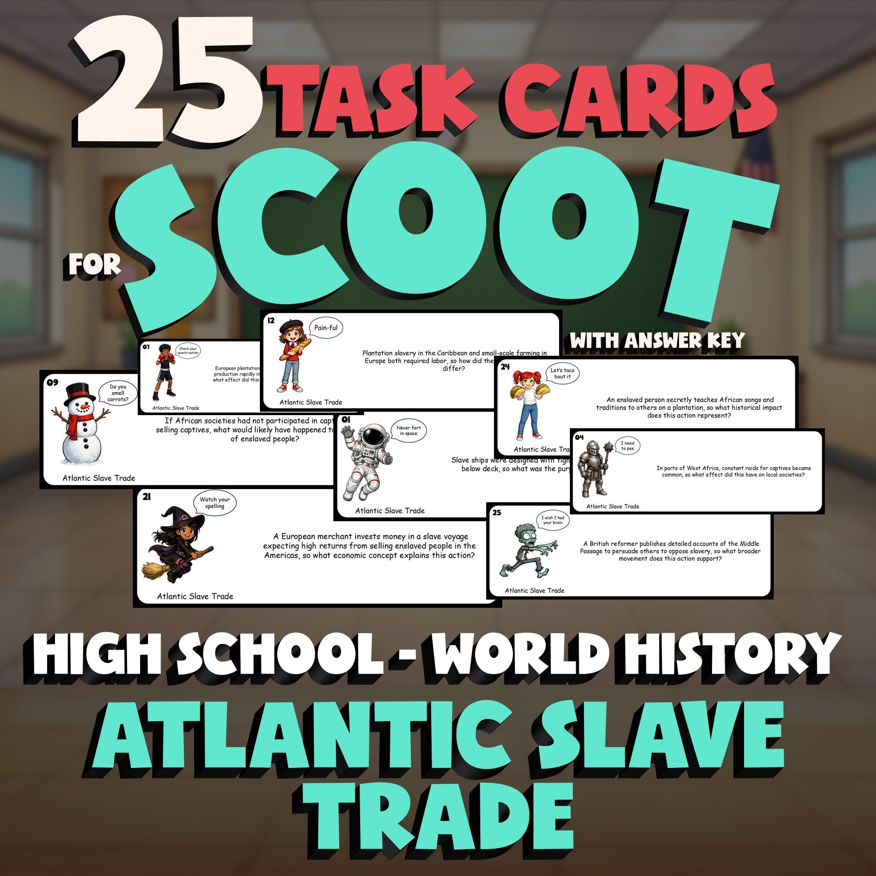 Atlantic Slave Trade SCOOT TASK CARDS Game - No Prep World History Review