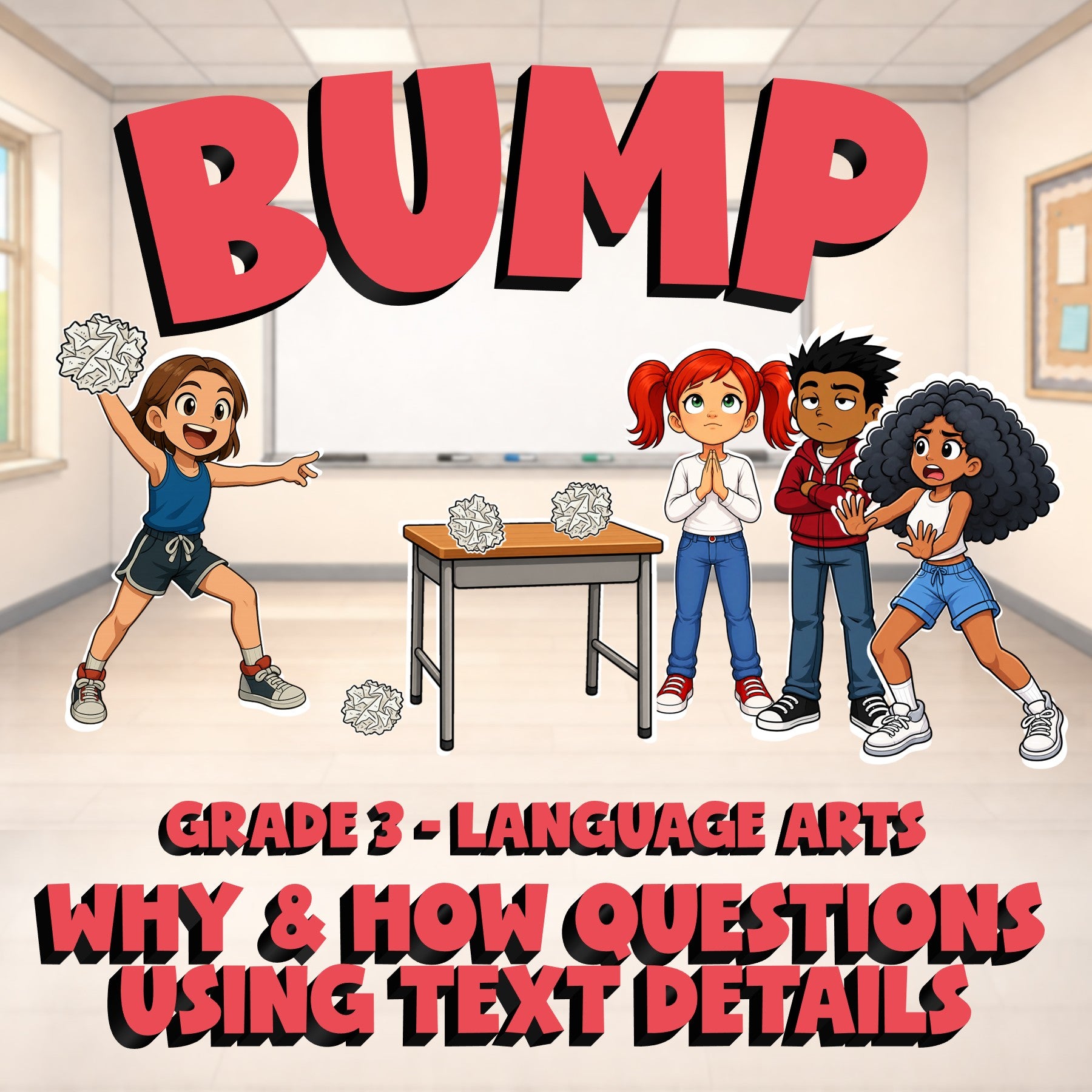 Why & How Questions Using Text Details BUMP ELA Game - No Prep Grade 3 Review