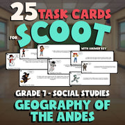 Geography of the Andes SCOOT TASK CARDS Socials Game - No Prep Grade 7 Review