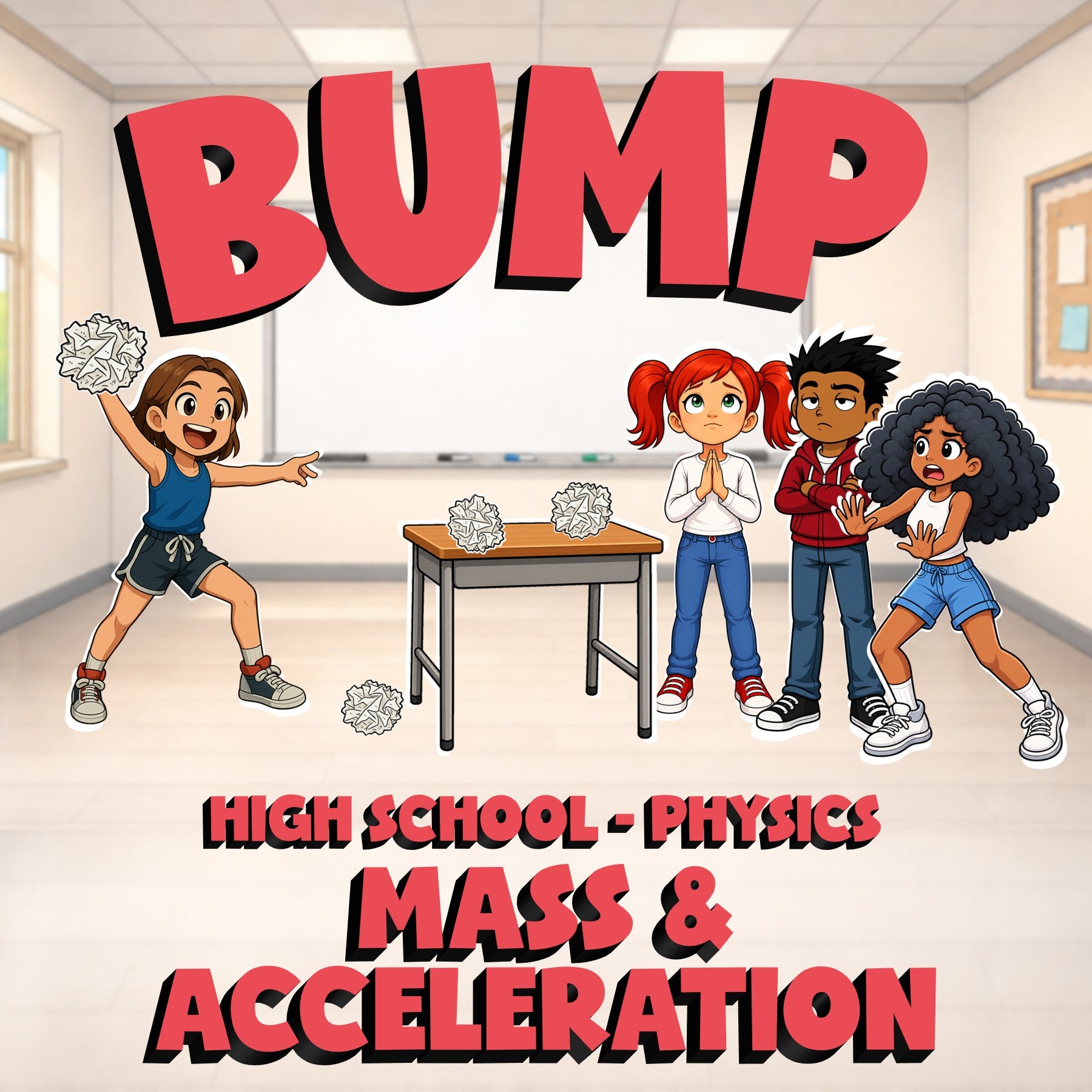 Mass & Acceleration BUMP Science Game - No Prep Physics Review Activity
