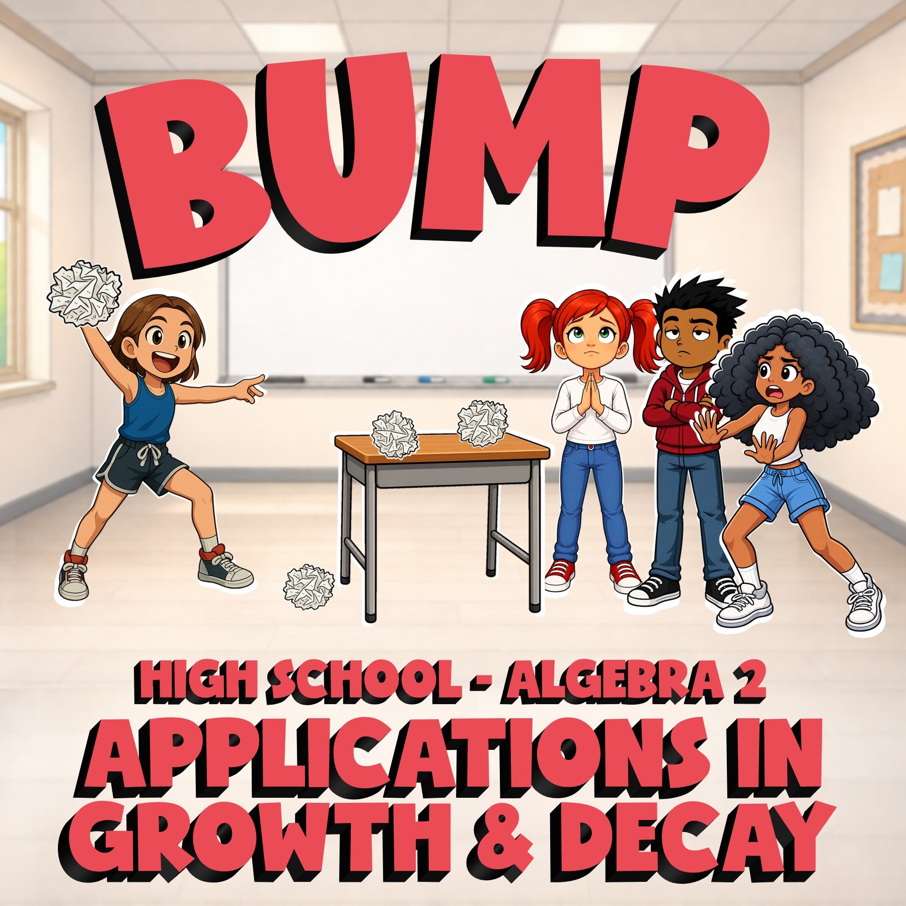 Applications in Growth & Decay BUMP Math Game - No Prep Algebra 2 Review