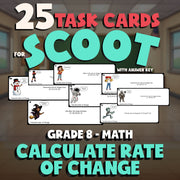 Calculate Rate of Change SCOOT TASK CARDS Math Game - No Prep Grade 8 Review