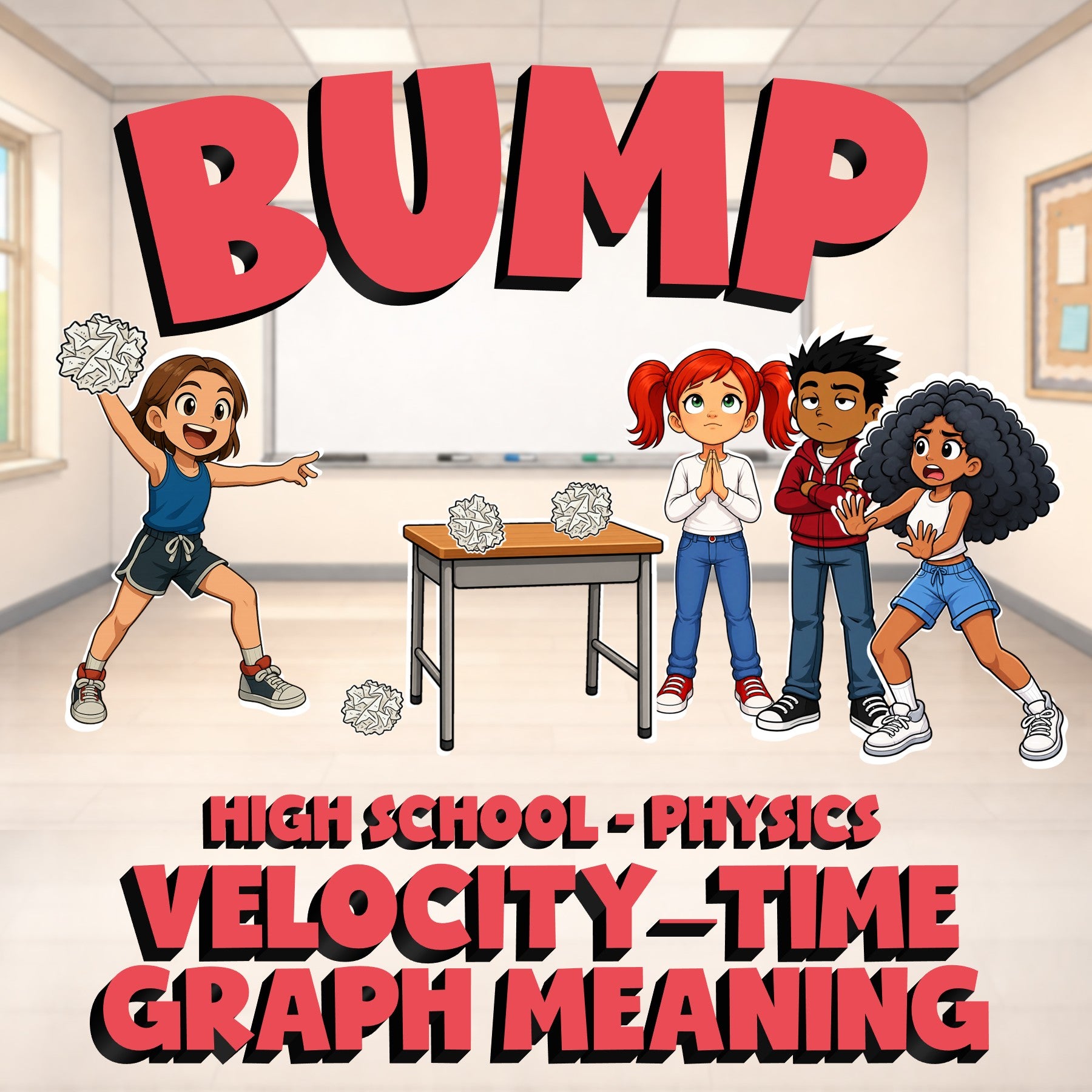 Velocity–Time Graph Meaning BUMP Science Game - No Prep Physics Review Activity