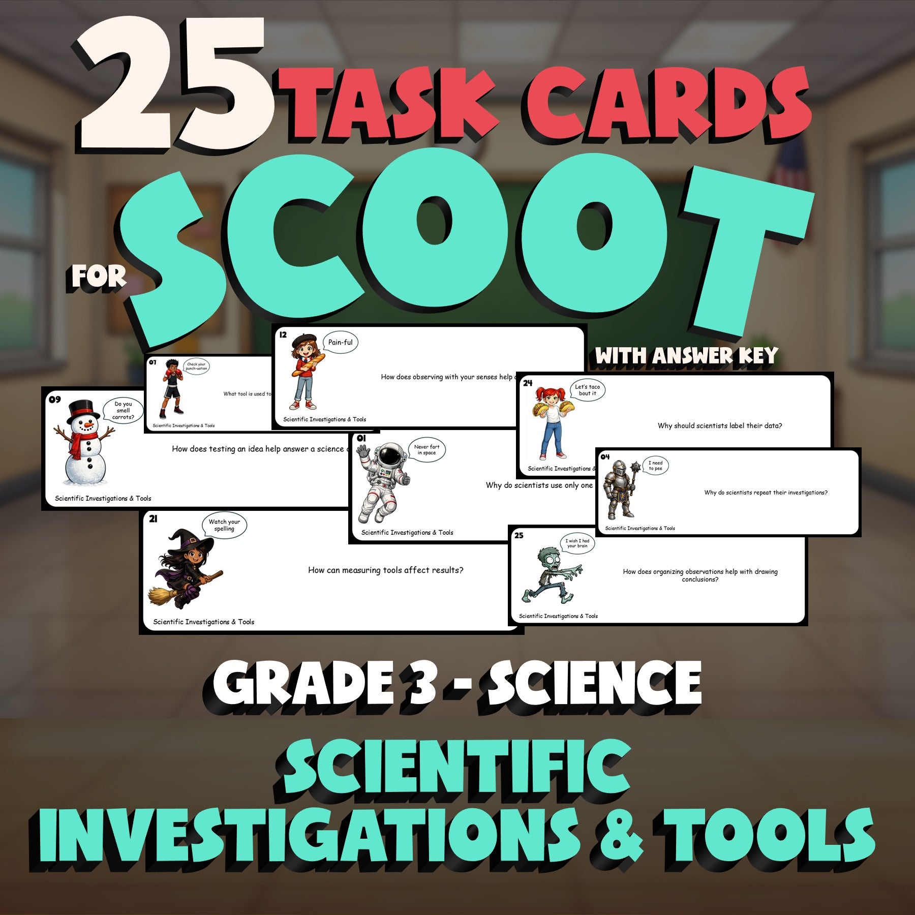 Scientific Investigations & Tools SCOOT TASK CARDS Science Game - Grade 3