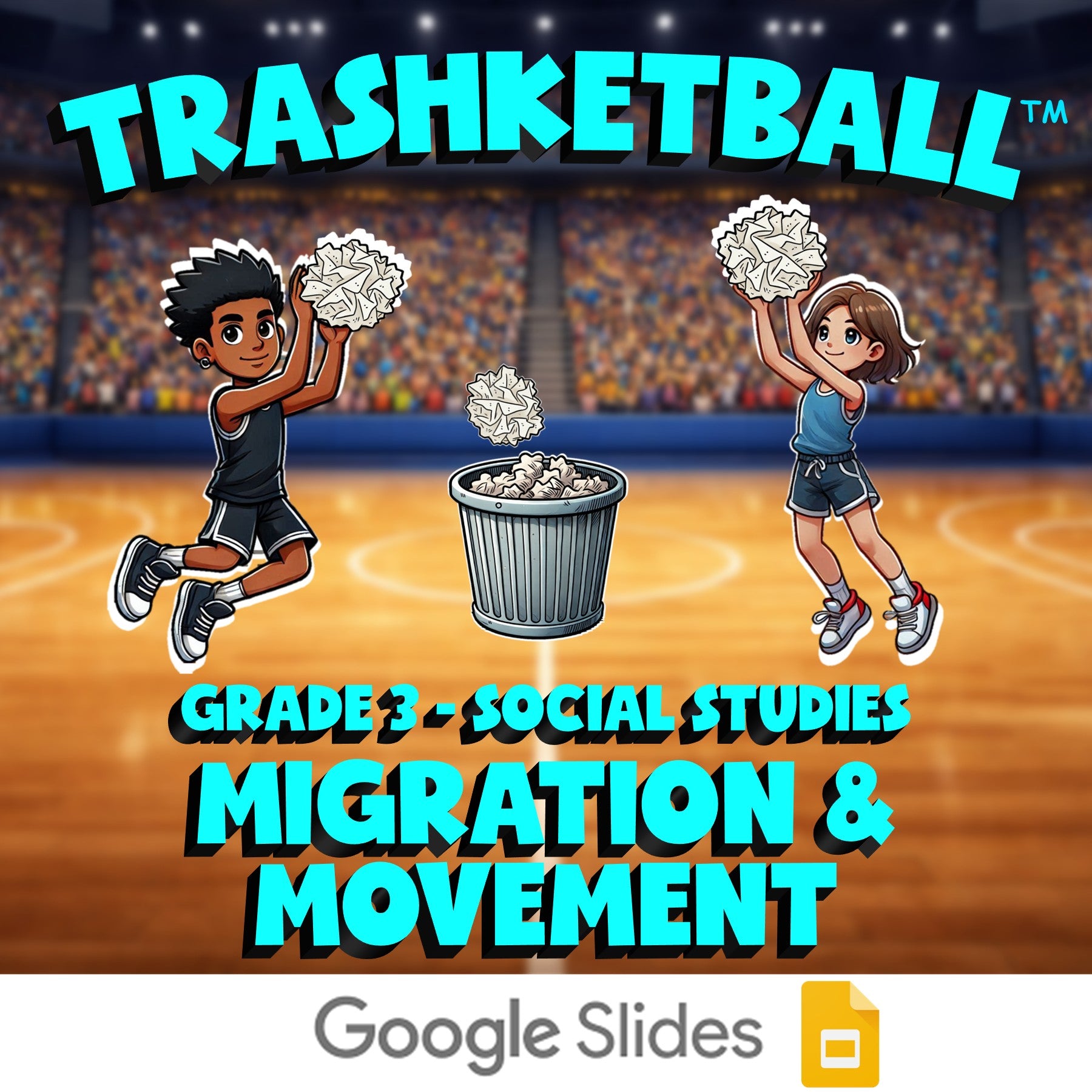 Migration & Movement TRASHKETBALL Socials Game - No Prep Grade 3 Review Activity