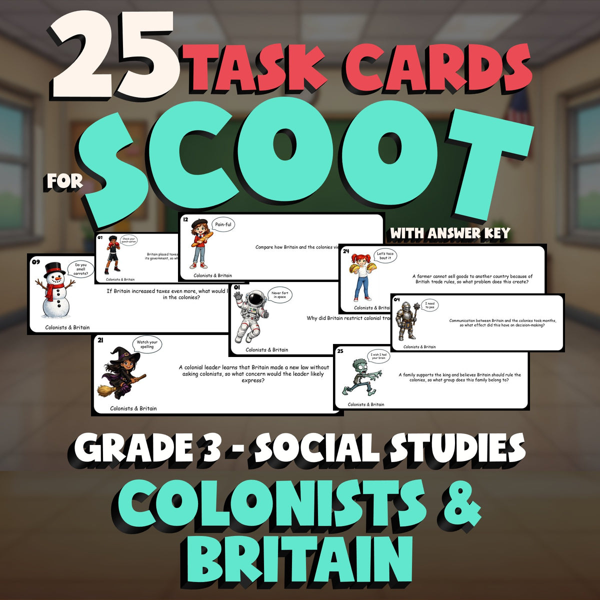 Colonists & Britain SCOOT TASK CARDS Socials Game - No Prep Grade 3 Review