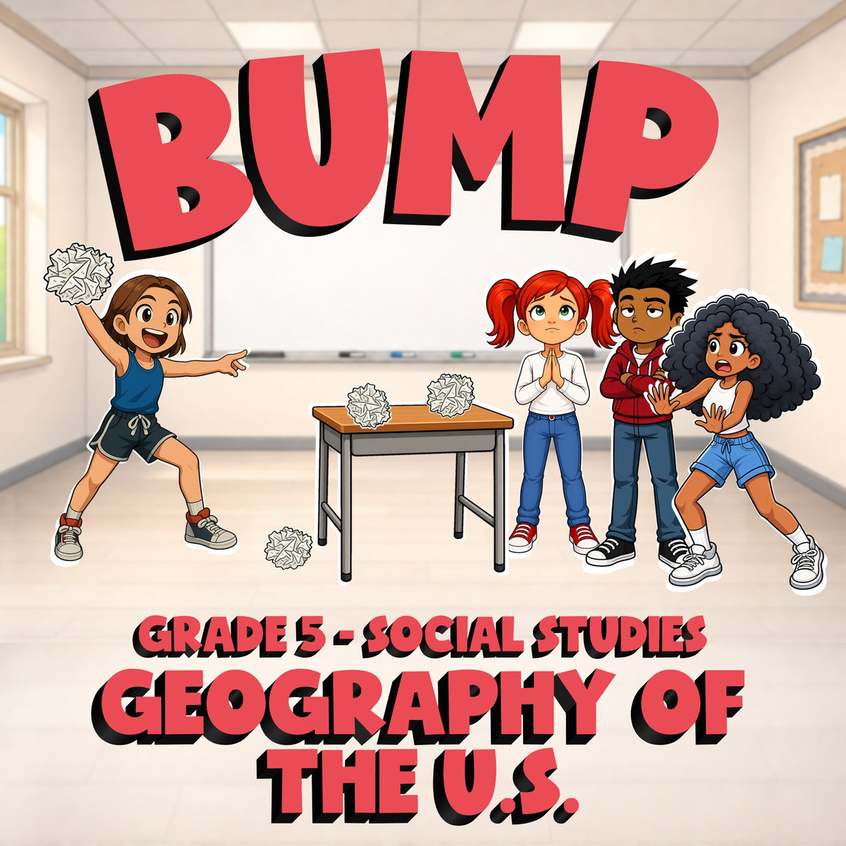 Geography of the U.S. BUMP Socials Game - No Prep Grade 5 Review Activity