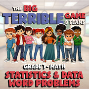 Statistics & Data Word Problems BIG TERRIBLE GAME - No Prep Grade 7 Math Review