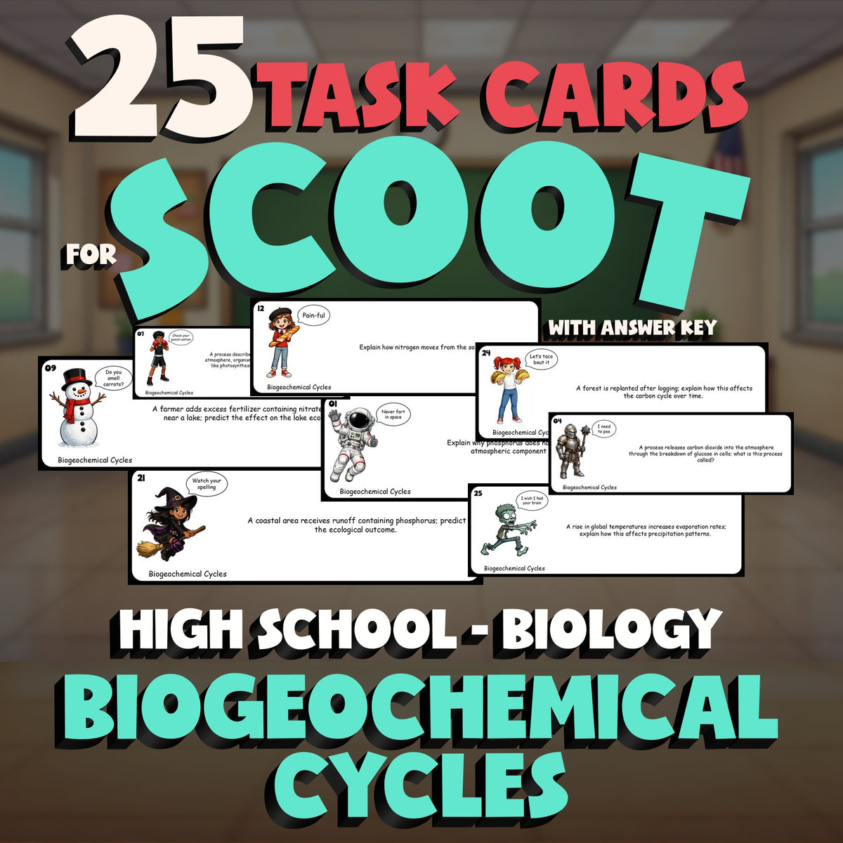 Biogeochemical Cycles SCOOT TASK CARDS Science Game - No Prep Biology Review