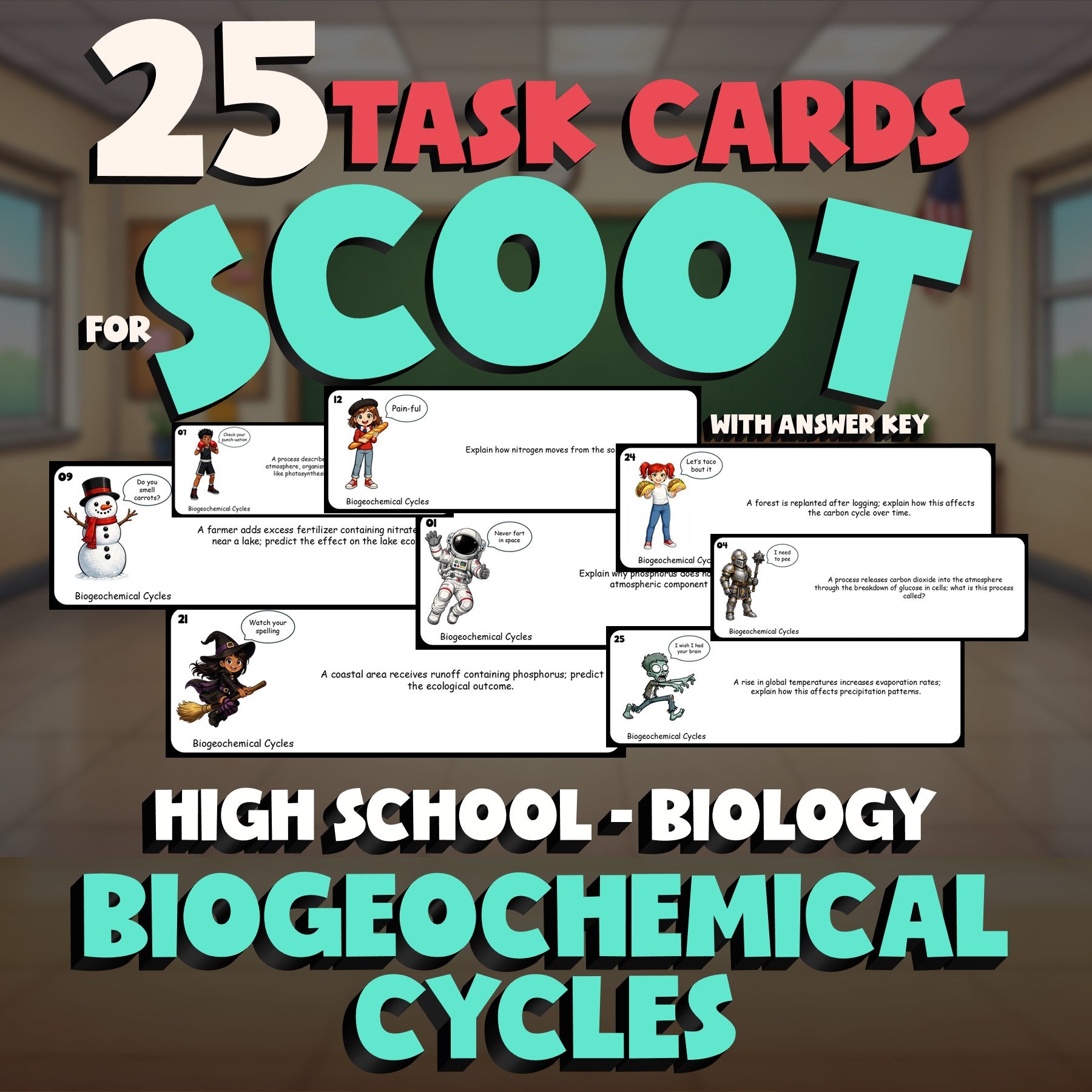 Biogeochemical Cycles SCOOT TASK CARDS Science Game - No Prep Biology Review