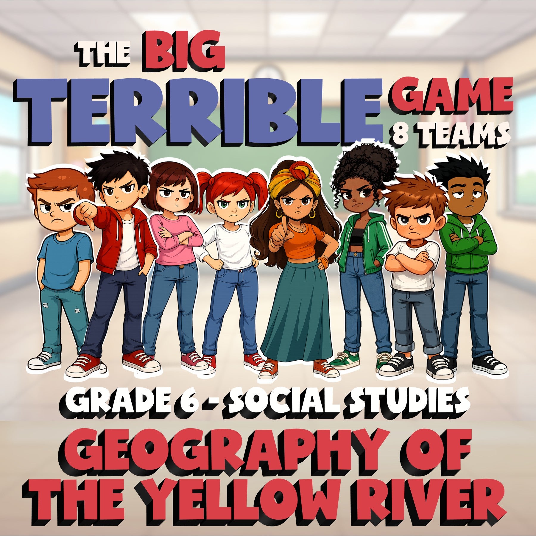 Geography of the Yellow River BIG TERRIBLE GAME - No Prep Grade 6 Socials Review