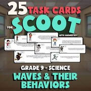Waves & Their Behaviors SCOOT TASK CARDS Science Game - No Prep Grade 9 Review