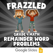 Remainder Word Problems FRAZZLED Math Game - No Prep Grade 4 Review Activity