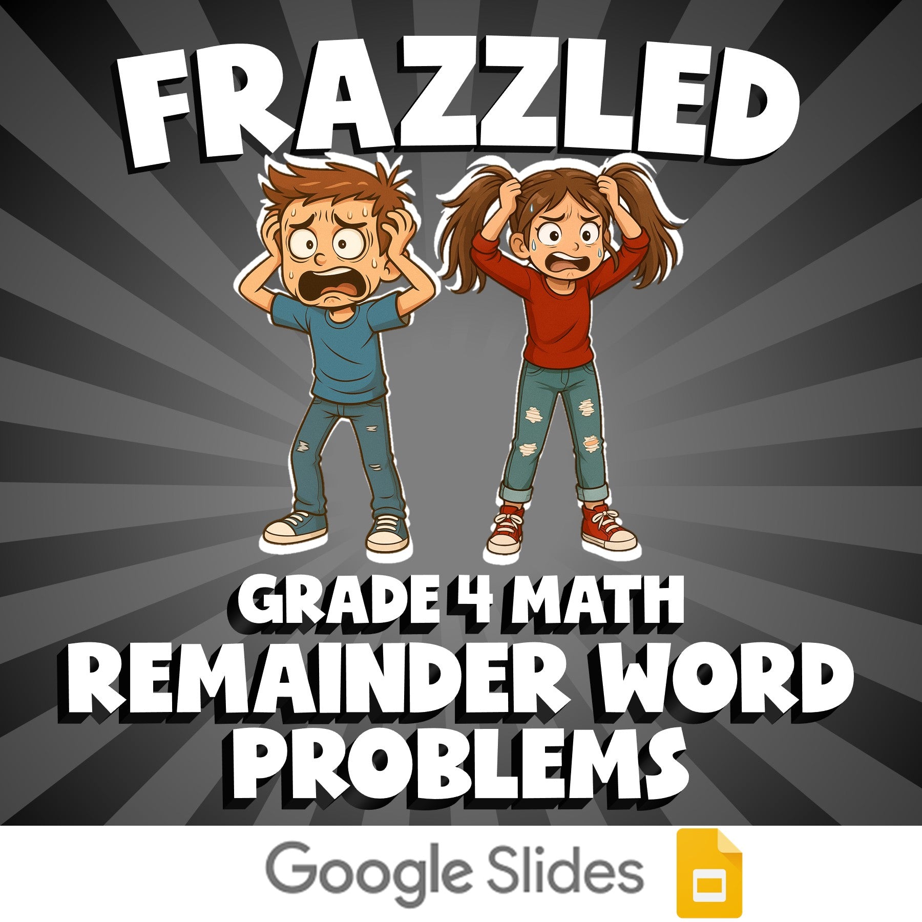 Remainder Word Problems FRAZZLED Math Game - No Prep Grade 4 Review Activity