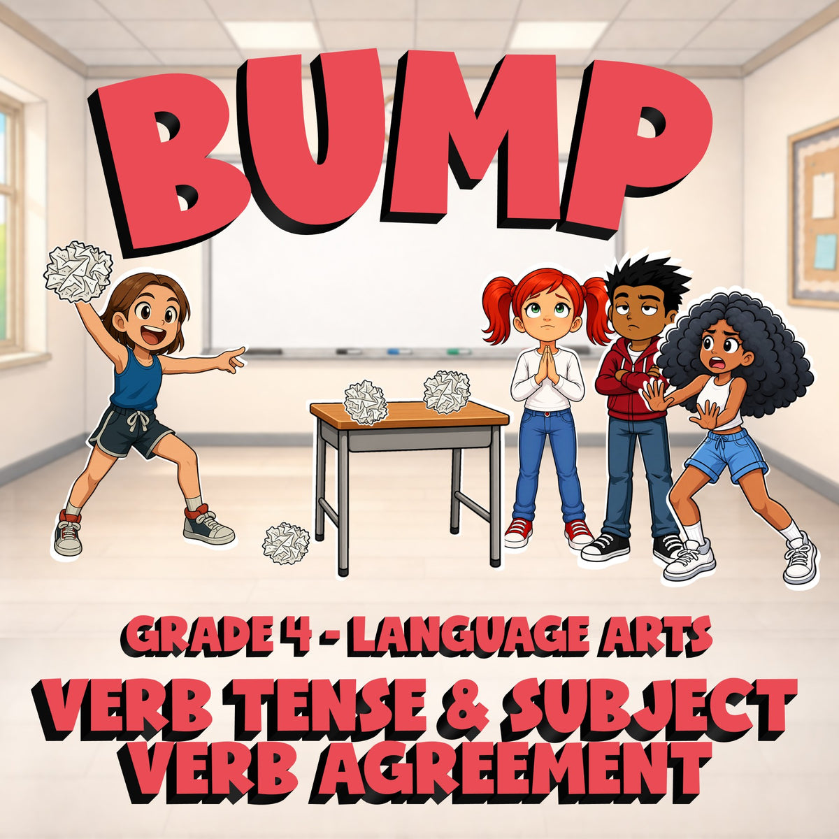 Verb Tense & Subject Verb Agreement BUMP ELA Game - No Prep Grade 4 Review