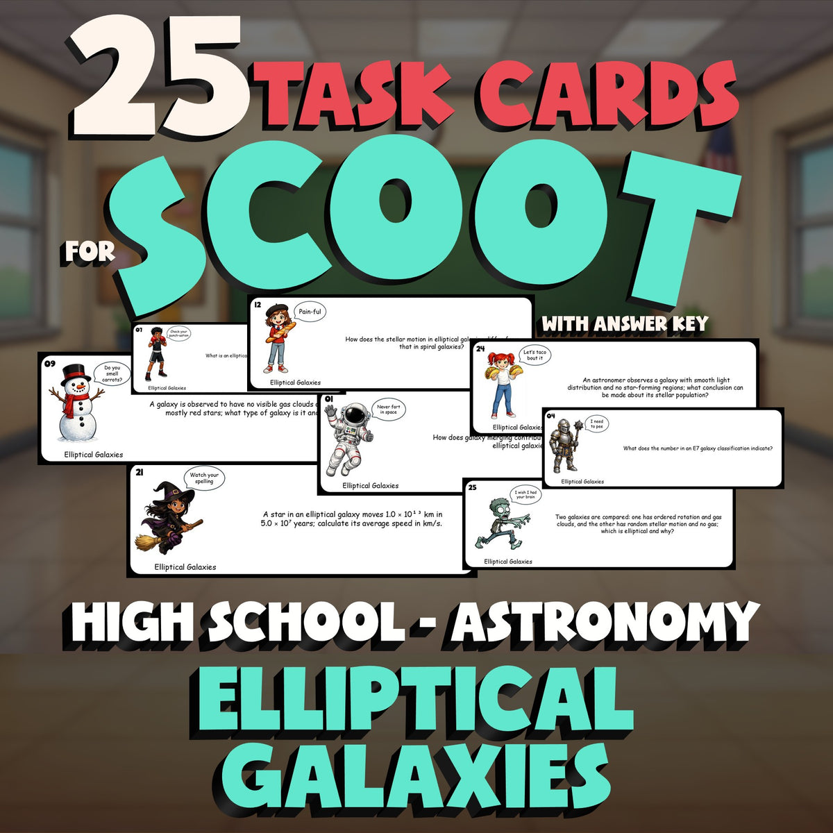 Elliptical Galaxies SCOOT TASK CARDS Science Game - No Prep Astronomy Review
