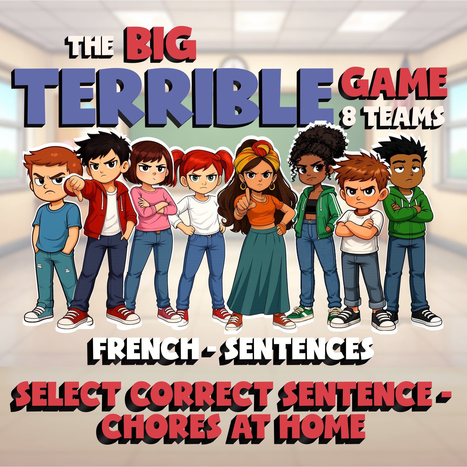 Select Correct Sentence - Chores at Home BIG TERRIBLE GAME - French Exercise