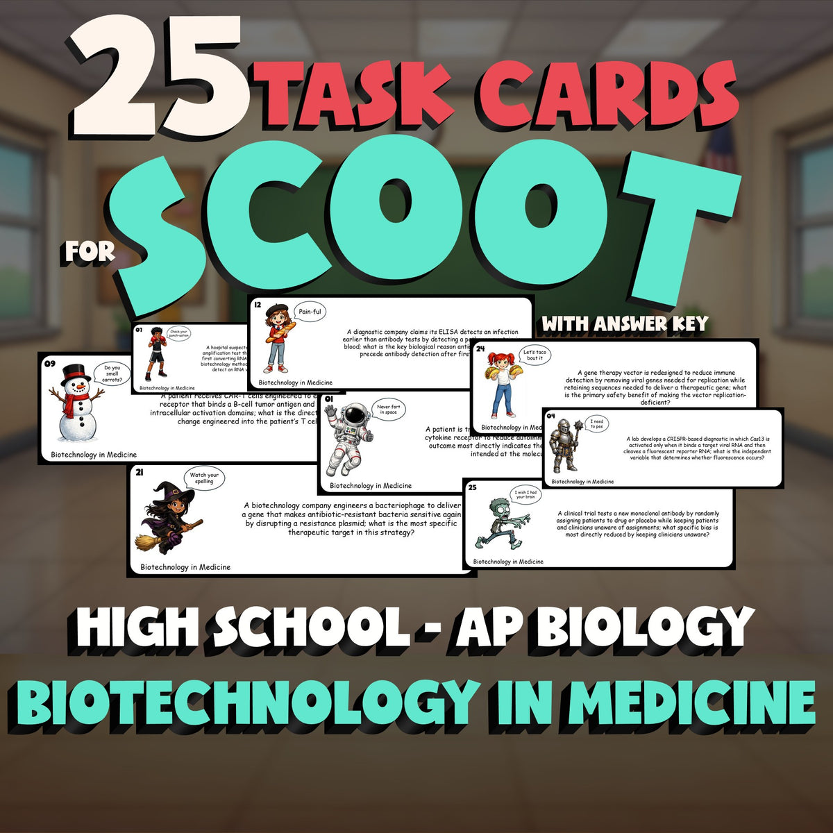 Biotechnology in Medicine SCOOT TASK CARDS Science Game - No Prep AP Biology