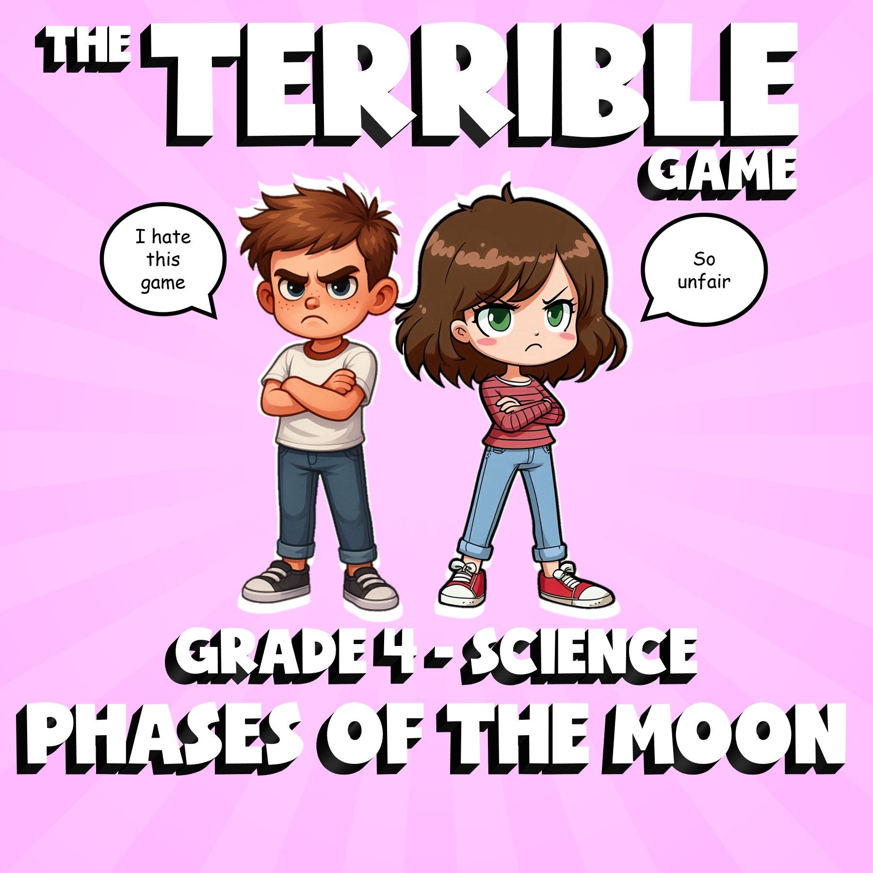 Phases of the Moon THE TERRIBLE GAME - No Prep Grade 4 Science Review Activity