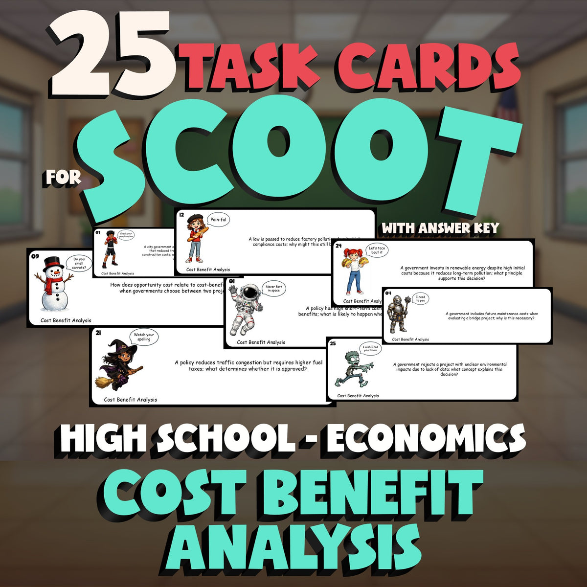 Cost Benefit Analysis SCOOT TASK CARDS Economics Game - No Prep Review Activity