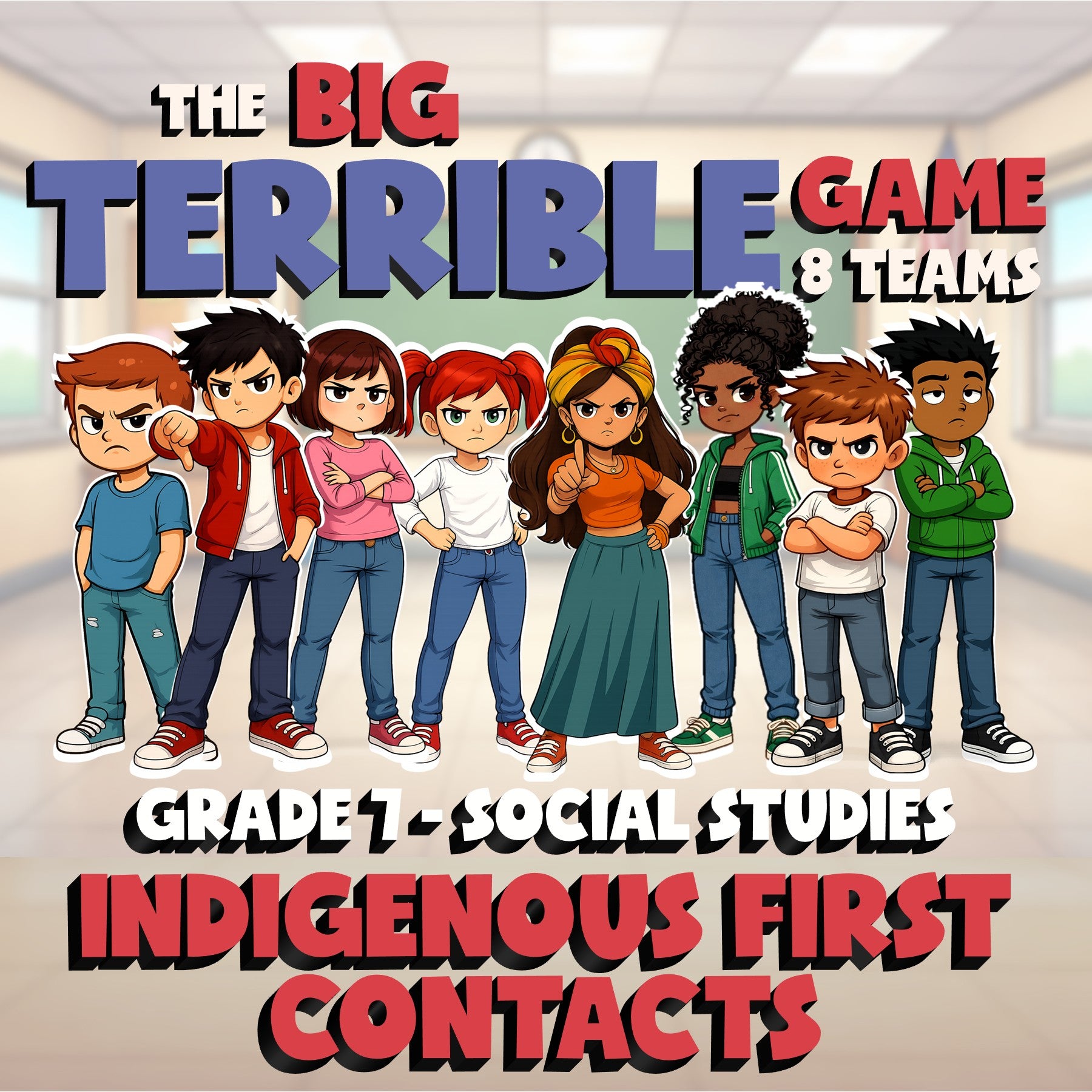 Indigenous First Contacts BIG TERRIBLE GAME - No Prep Grade 7 Socials Review