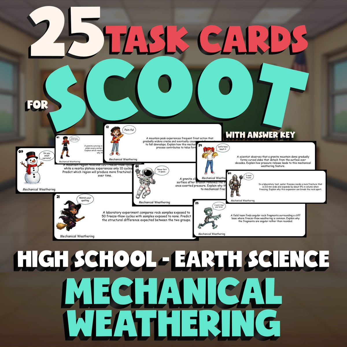 Mechanical Weathering SCOOT TASK CARDS Game - No Prep Earth Science Review