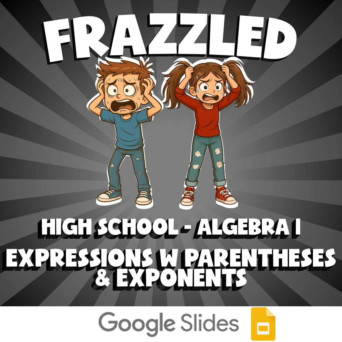 Expressions w Parentheses & Exponents FRAZZLED Math Game - No Prep Algebra 1