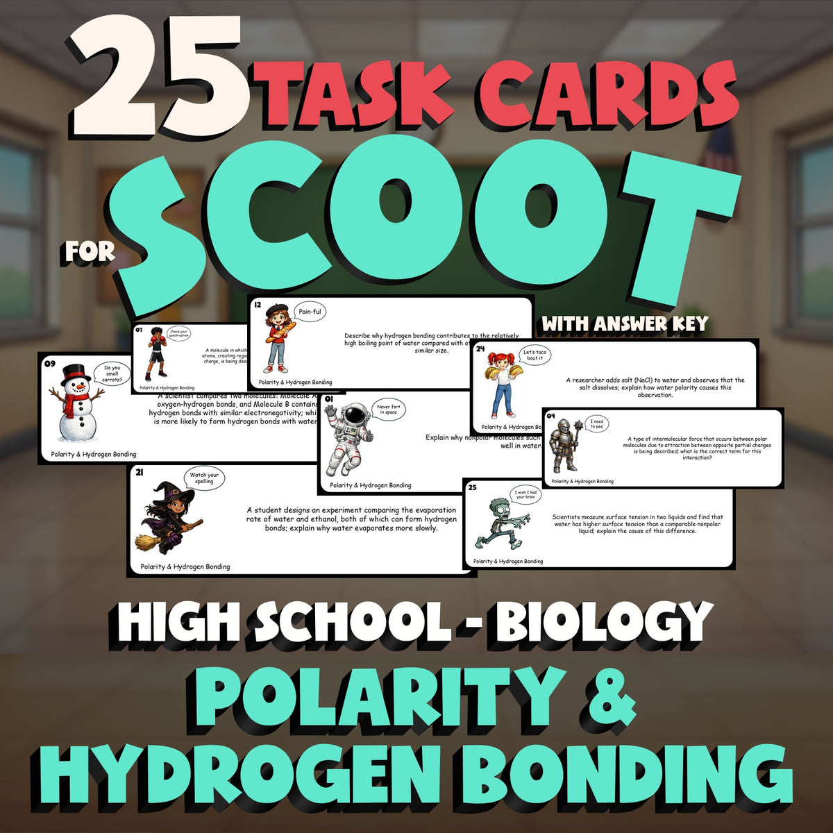 Polarity & Hydrogen Bonding SCOOT TASK CARDS Science Game - No Prep Biology