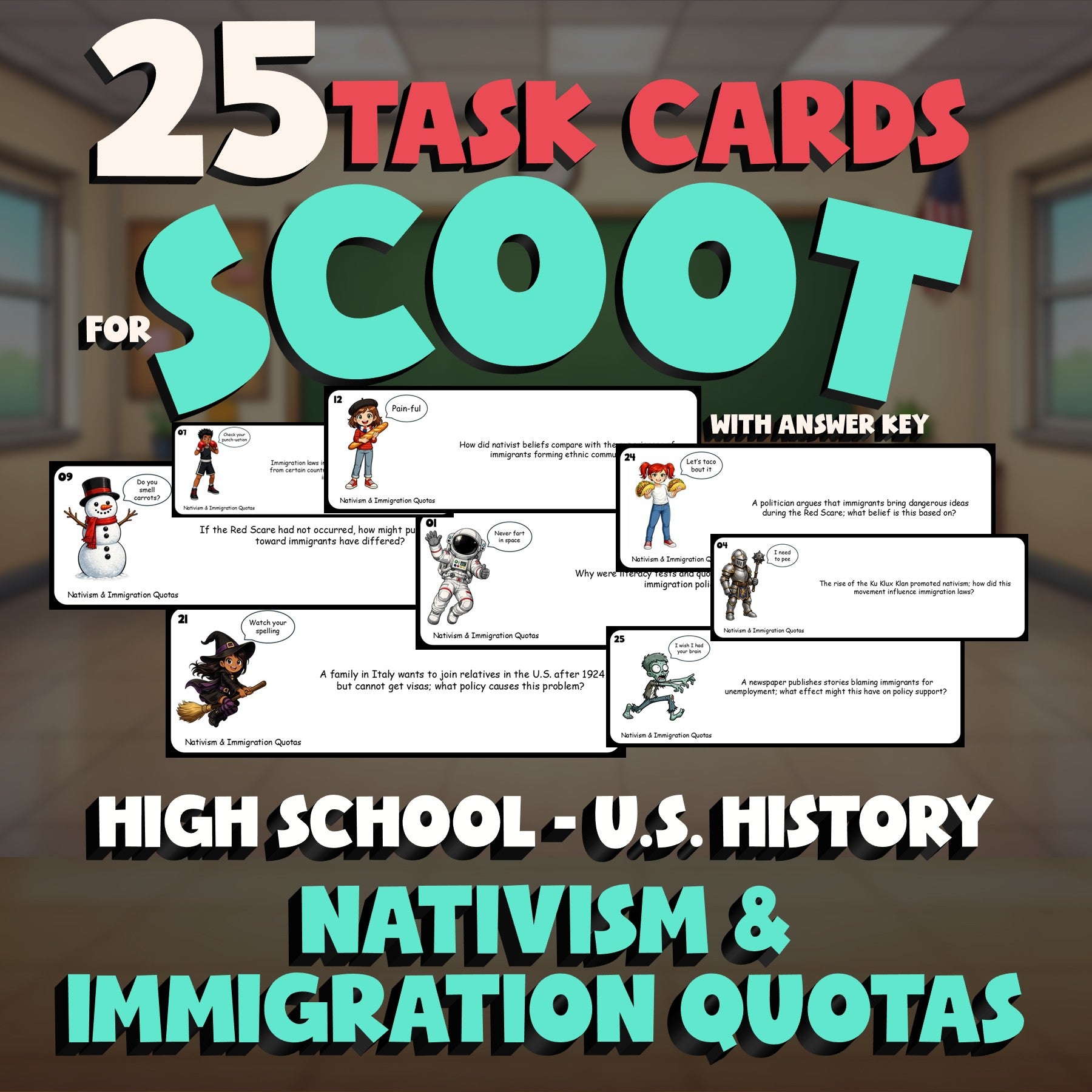 Nativism & Immigration Quotas SCOOT TASK CARDS U.S. History Game - No Prep