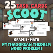 Pythagorean Theorem Word Problems SCOOT TASK CARDS Math Game - No Prep Grade 8