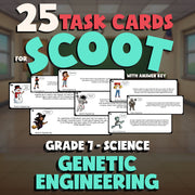 Genetic Engineering SCOOT TASK CARDS Science Game - No Prep Grade 7 Review