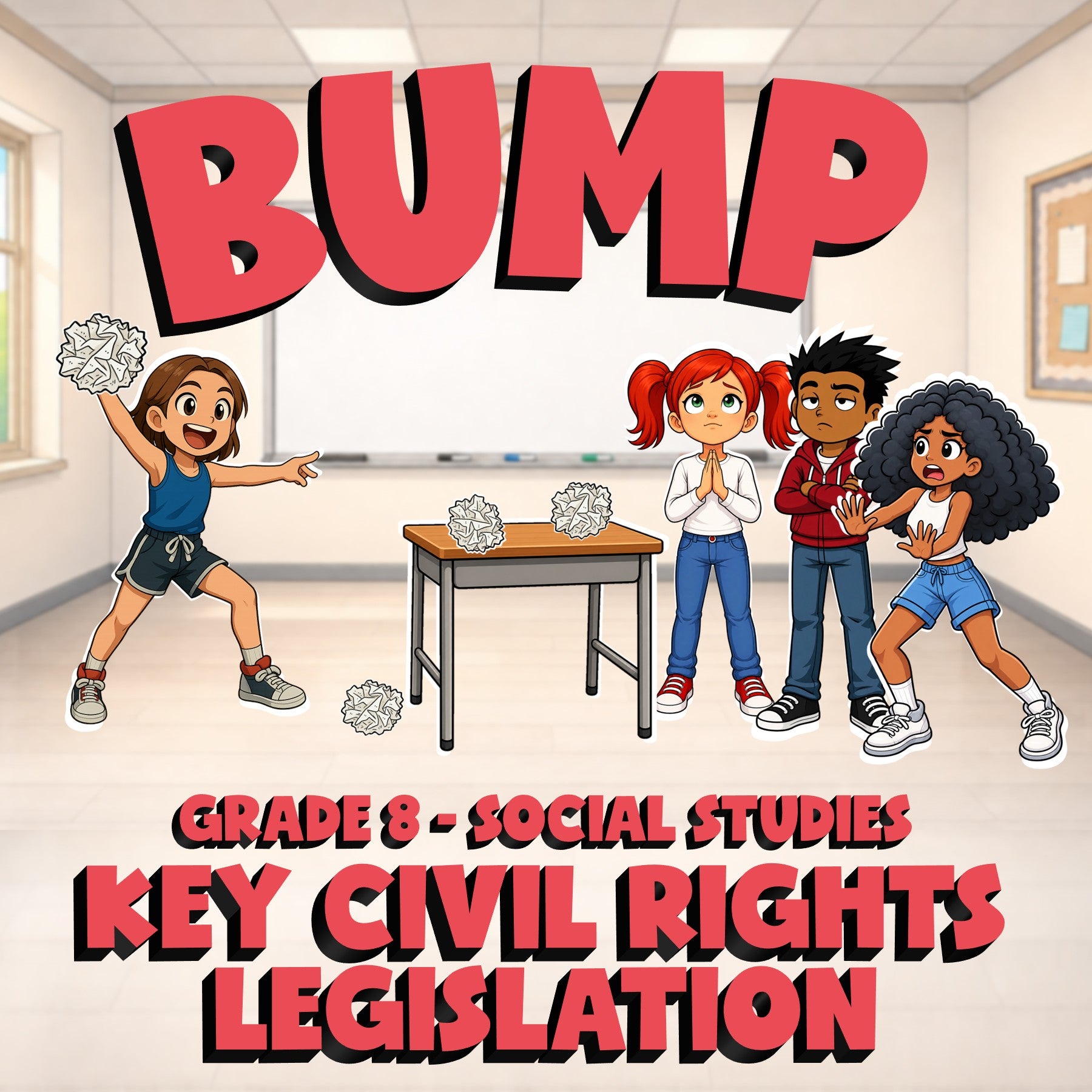 Key Civil Rights Legislation BUMP Socials Game - No Prep Grade 8 Review Activity