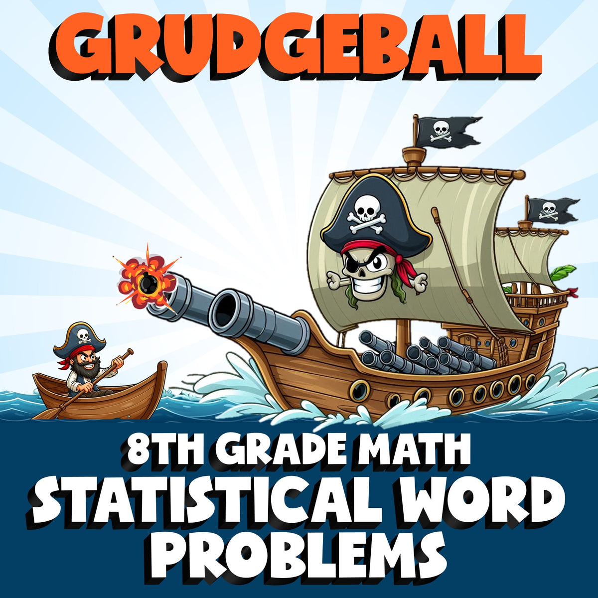 Statistical Word Problems GRUDGEBALL Math Game - No Prep Grade 8 Review Activity