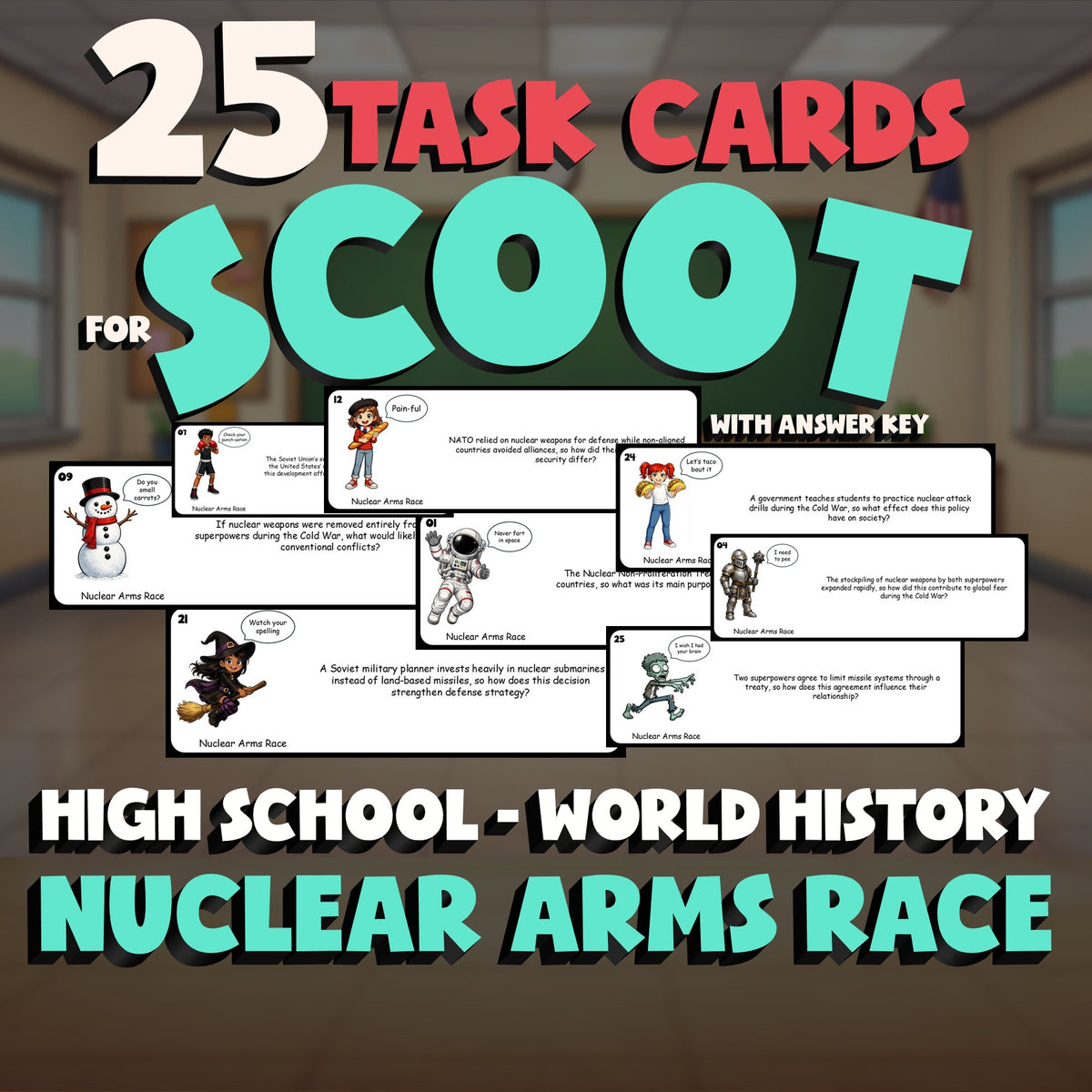Nuclear Arms Race SCOOT TASK CARDS Game - No Prep World History Review Activity