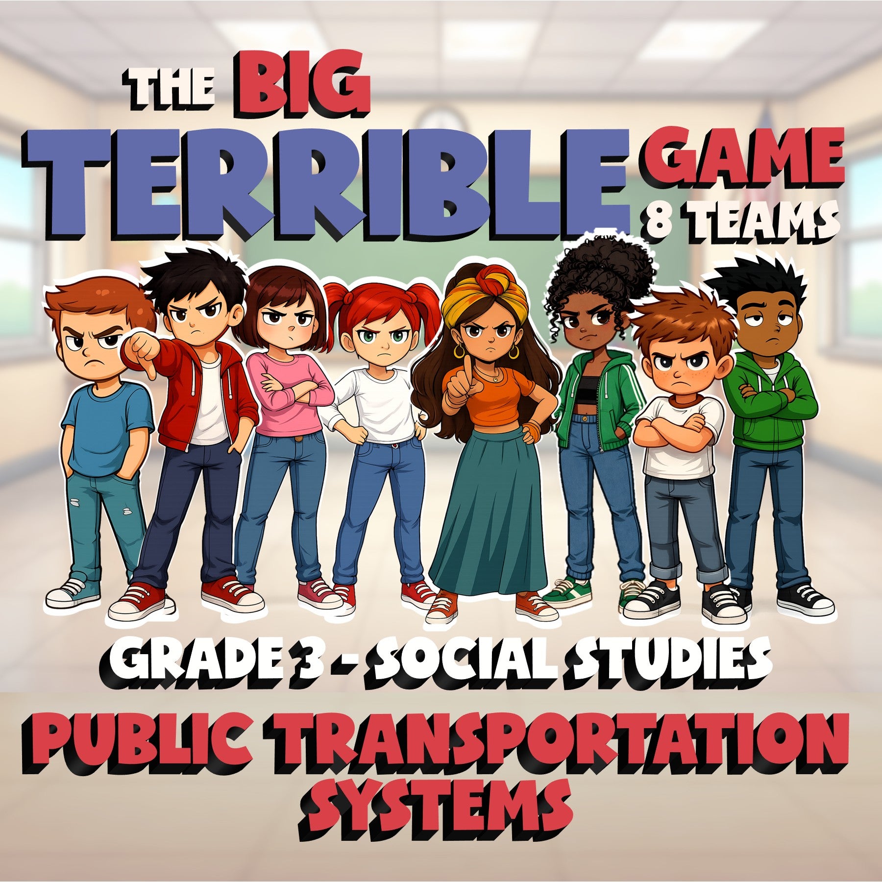 Public Transportation Systems BIG TERRIBLE GAME - No Prep Grade 3 Socials Review