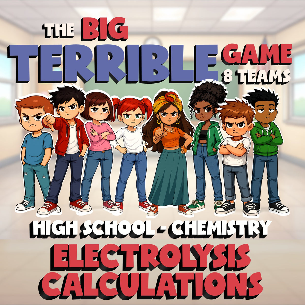 Electrolysis Calculations BIG TERRIBLE GAME - No Prep Chemistry Science Review
