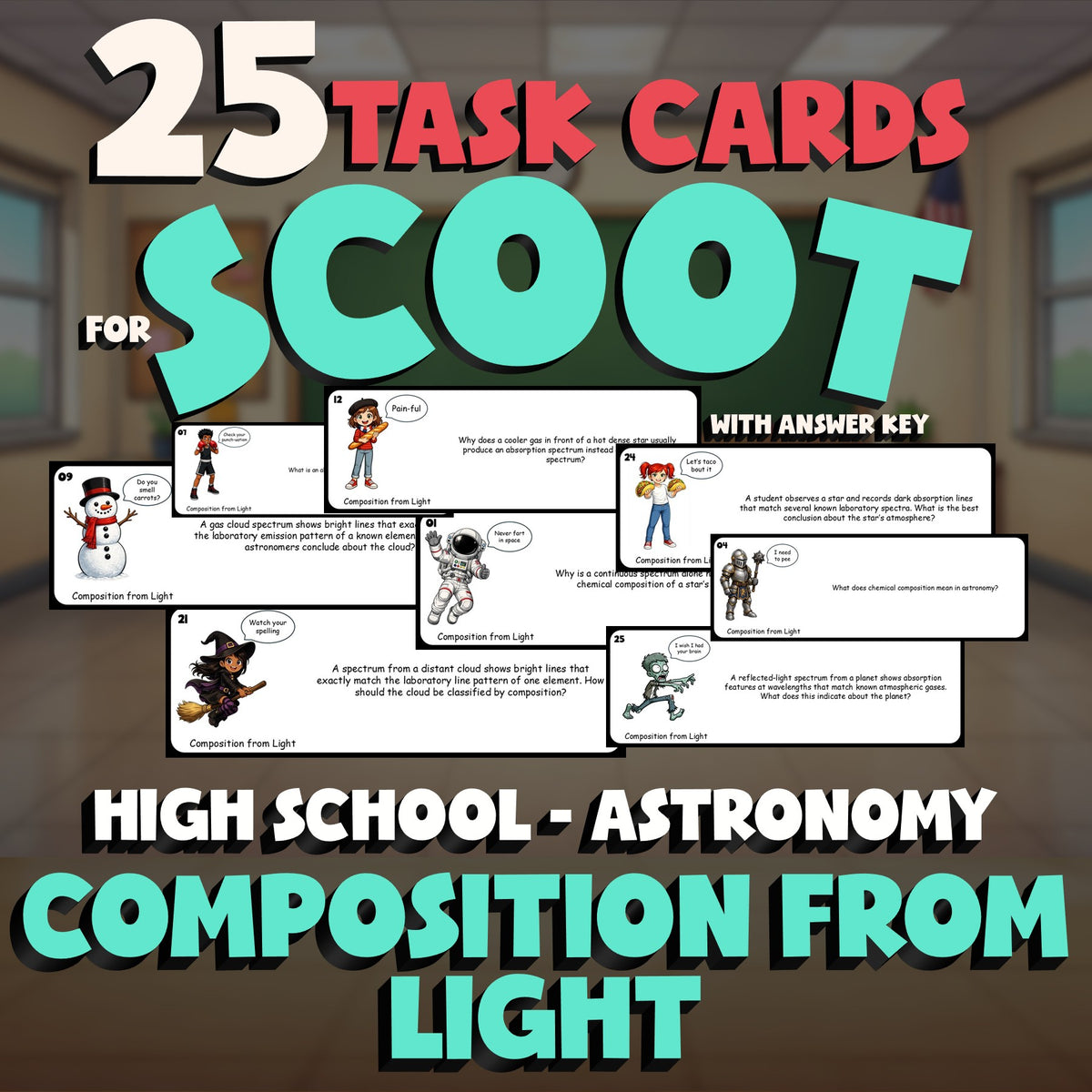 Composition from Light SCOOT TASK CARDS Science Game - No Prep Astronomy Review