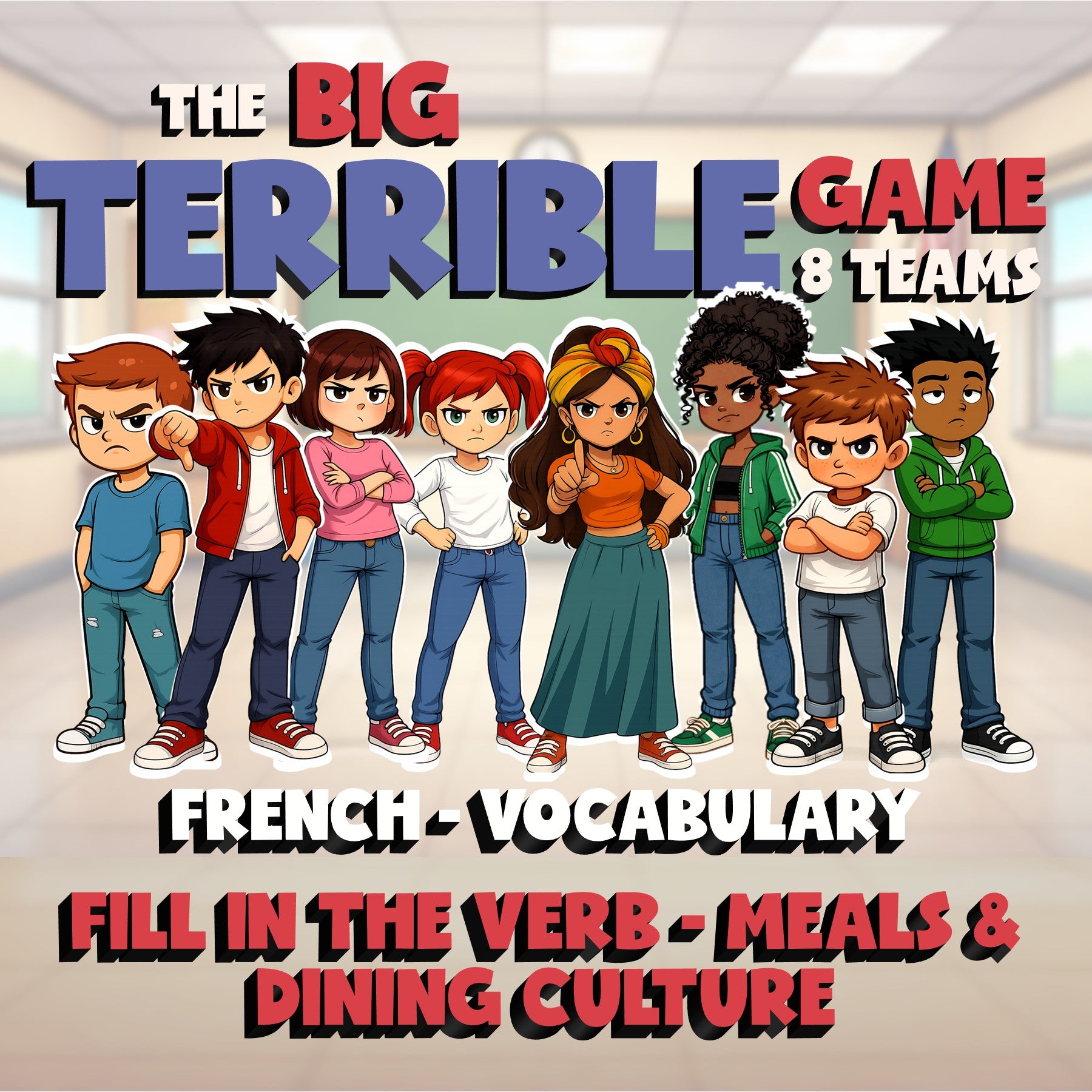 Fill In The Verb - Meals & Dining Culture BIG TERRIBLE GAME - French Exercise