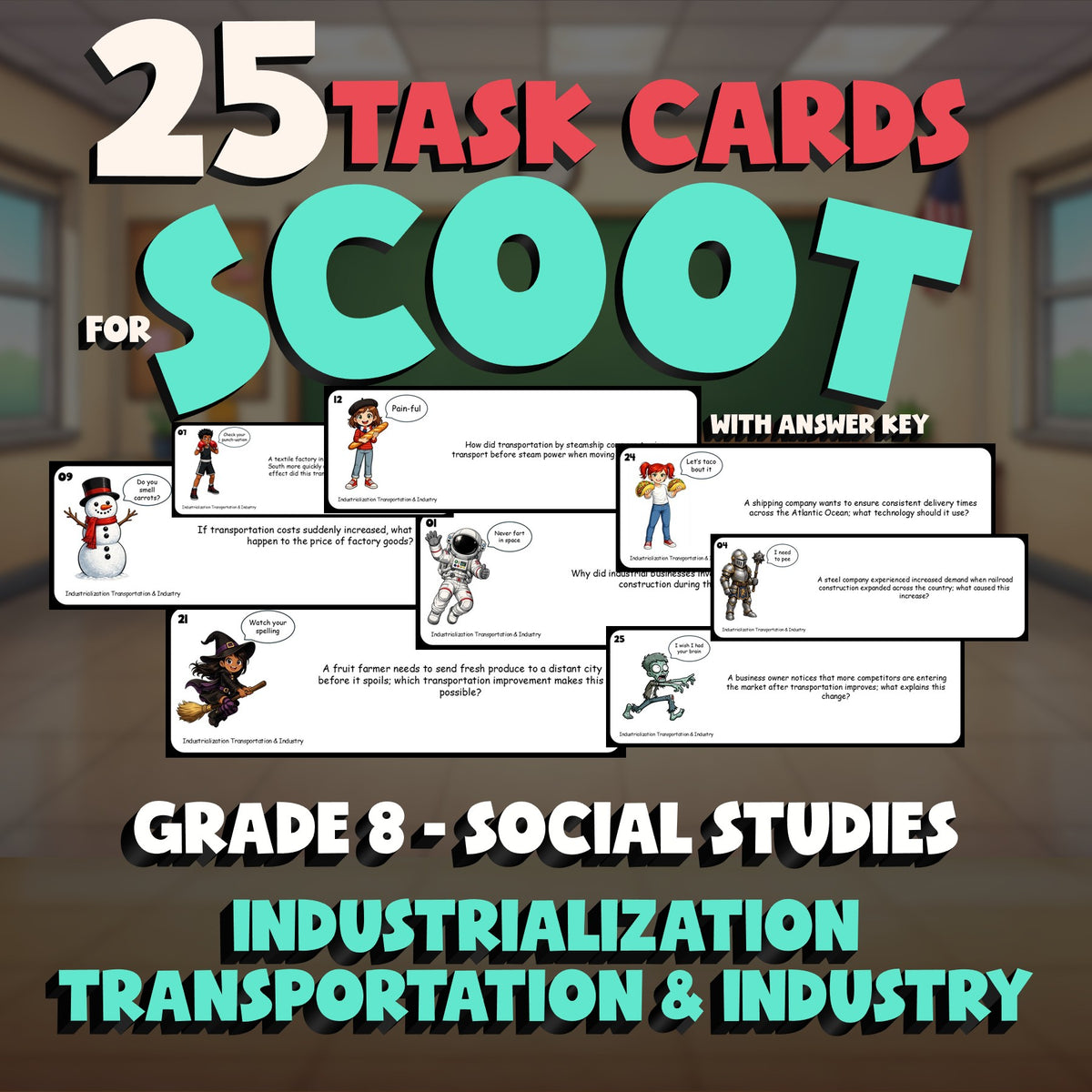 Industrialization Transportation & Industry SCOOT TASK CARDS Socials Game - G8