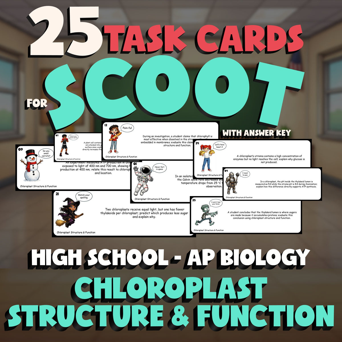 Chloroplast Structure & Function SCOOT TASK CARDS Science Game - AP Biology
