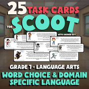 Word Choice & Domain Specific Language SCOOT TASK CARDS ELA Game - Grade 7