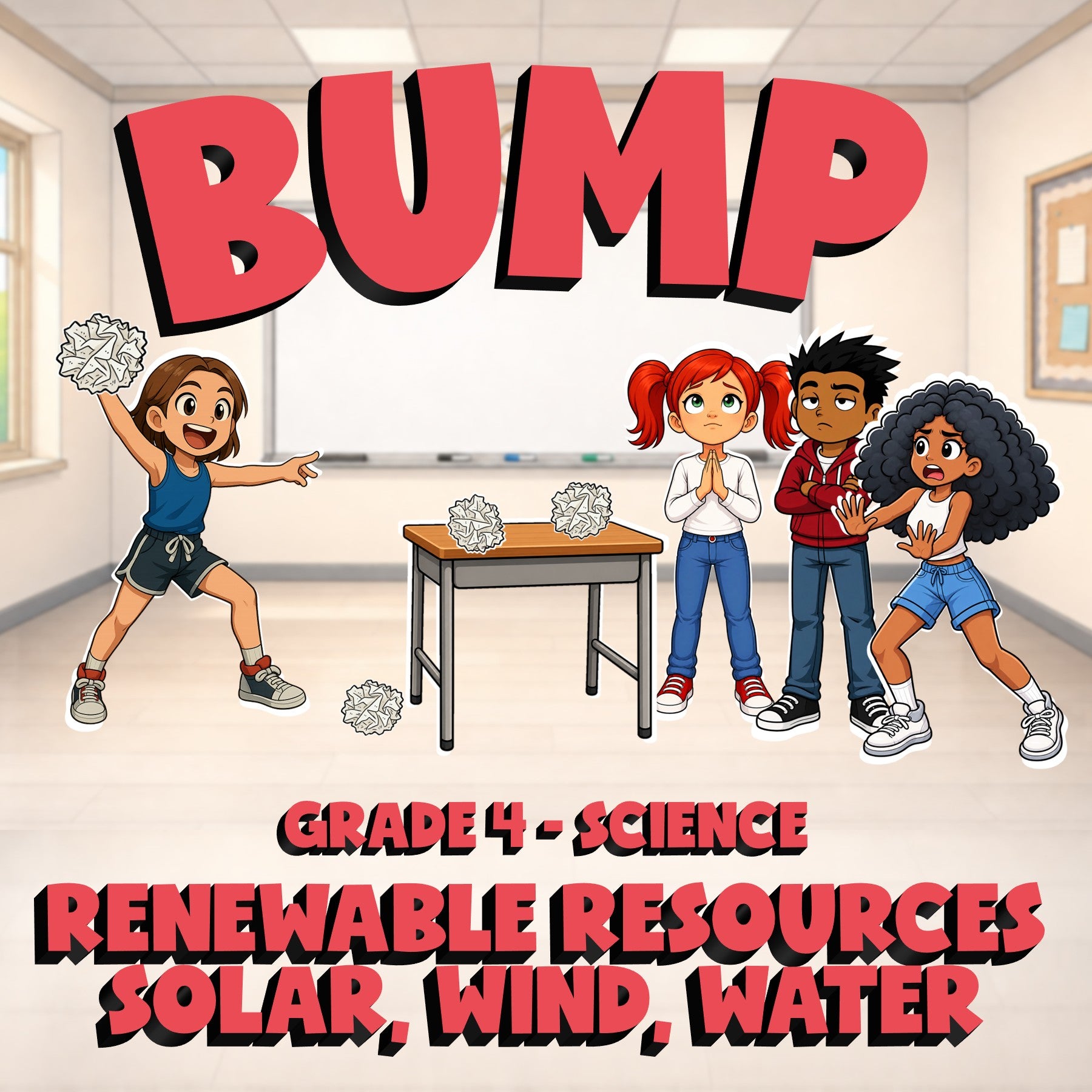 Renewable Resources Solar, Wind, Water BUMP Science Game - No Prep Grade 4