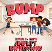 Simplify Expressions BUMP Math Game - No Prep Grade 8 Review Activity