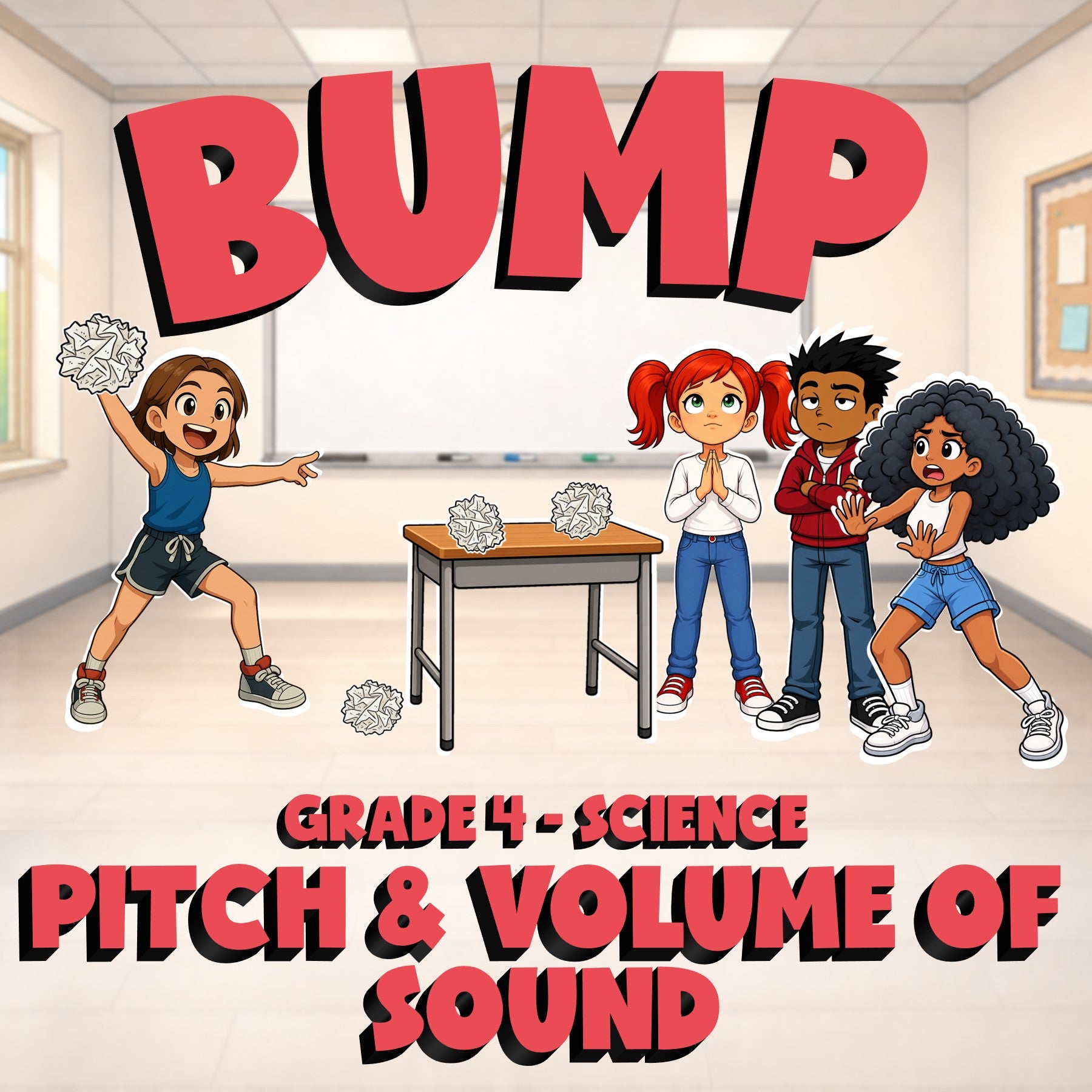 Pitch & Volume of Sound BUMP Science Game - No Prep Grade 4 Review Activity
