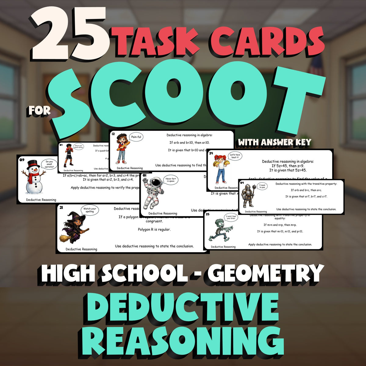 Deductive Reasoning SCOOT TASK CARDS Math Game - No Prep Geometry Review