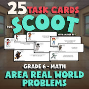 Area Real World Problems SCOOT TASK CARDS Math Game - No Prep Grade 6 Review