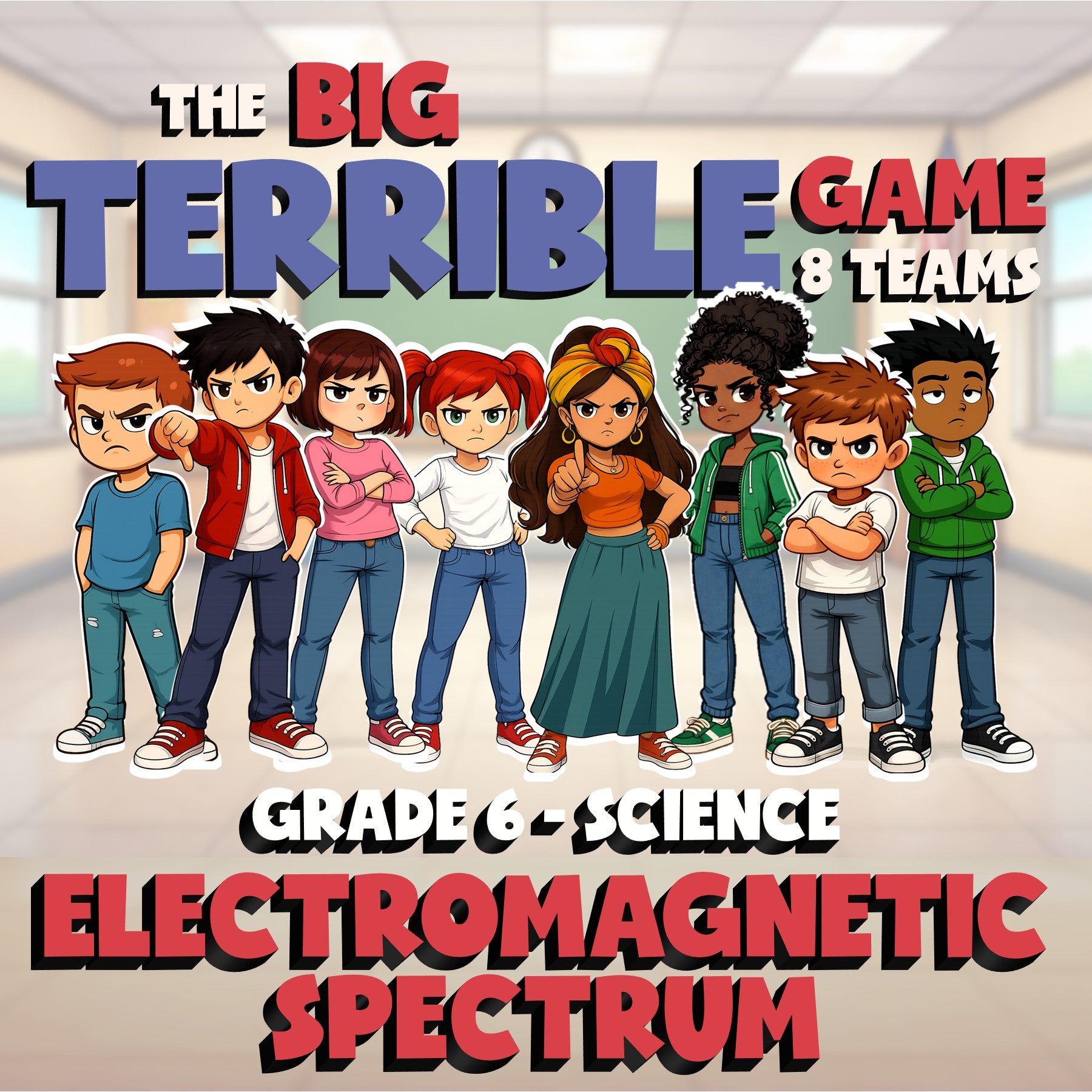 Electromagnetic Spectrum BIG TERRIBLE GAME - No Prep Grade 6 Science Review