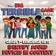 Identify Sound Devices in Context BIG TERRIBLE GAME - No Prep Grade 7 ELA Review